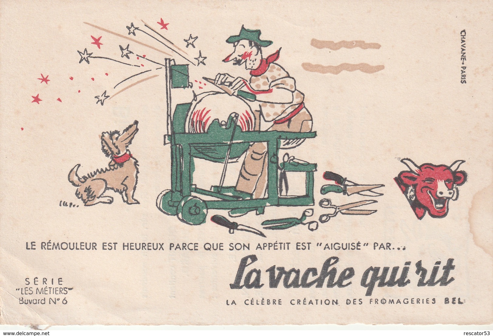 Rare Buvard La Vache Qui Rit Le Rémouleur Les Métiers N°6 - Produits Laitiers