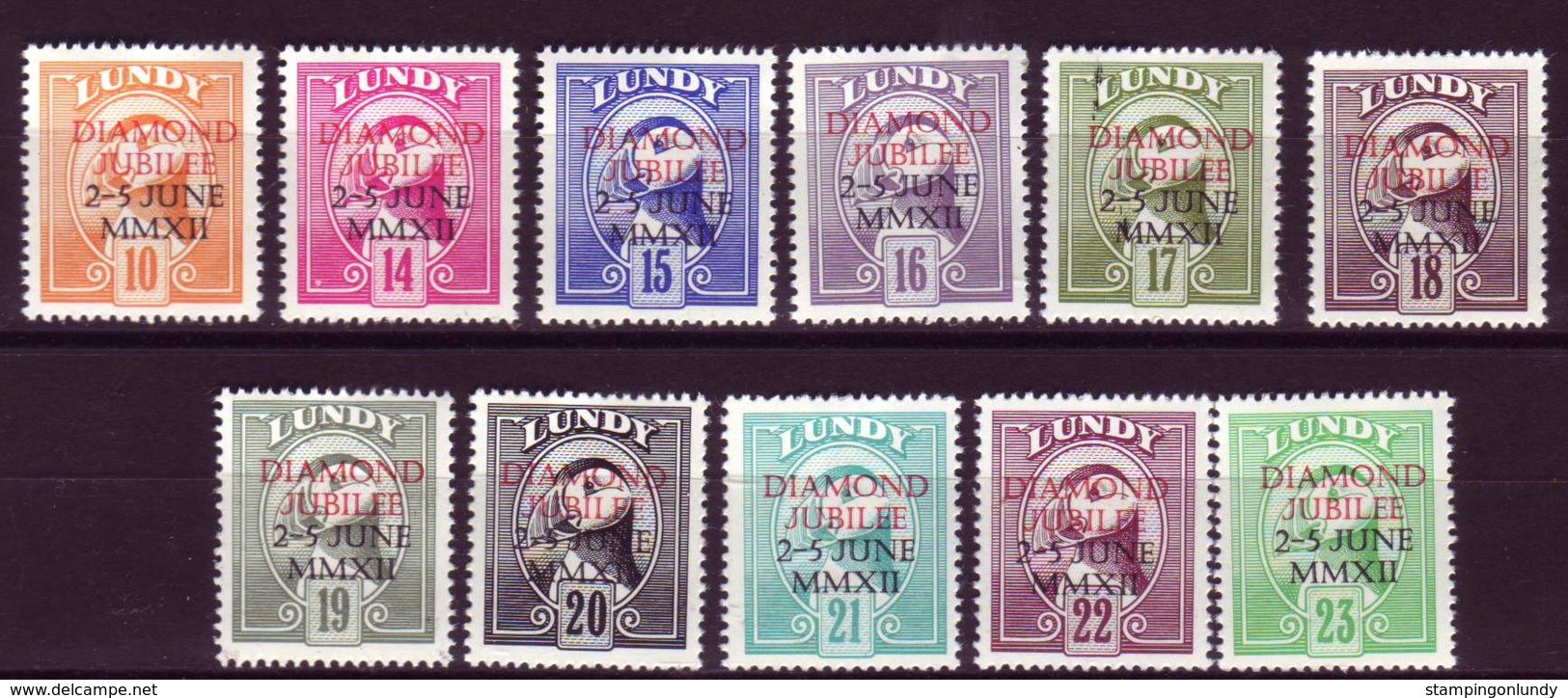 #L118 Great Britain Lundy Island Puffin Stamps Diamond Jubilee Overprint. FREE UK P+P !SALE HALF PRICE! - Local Issues