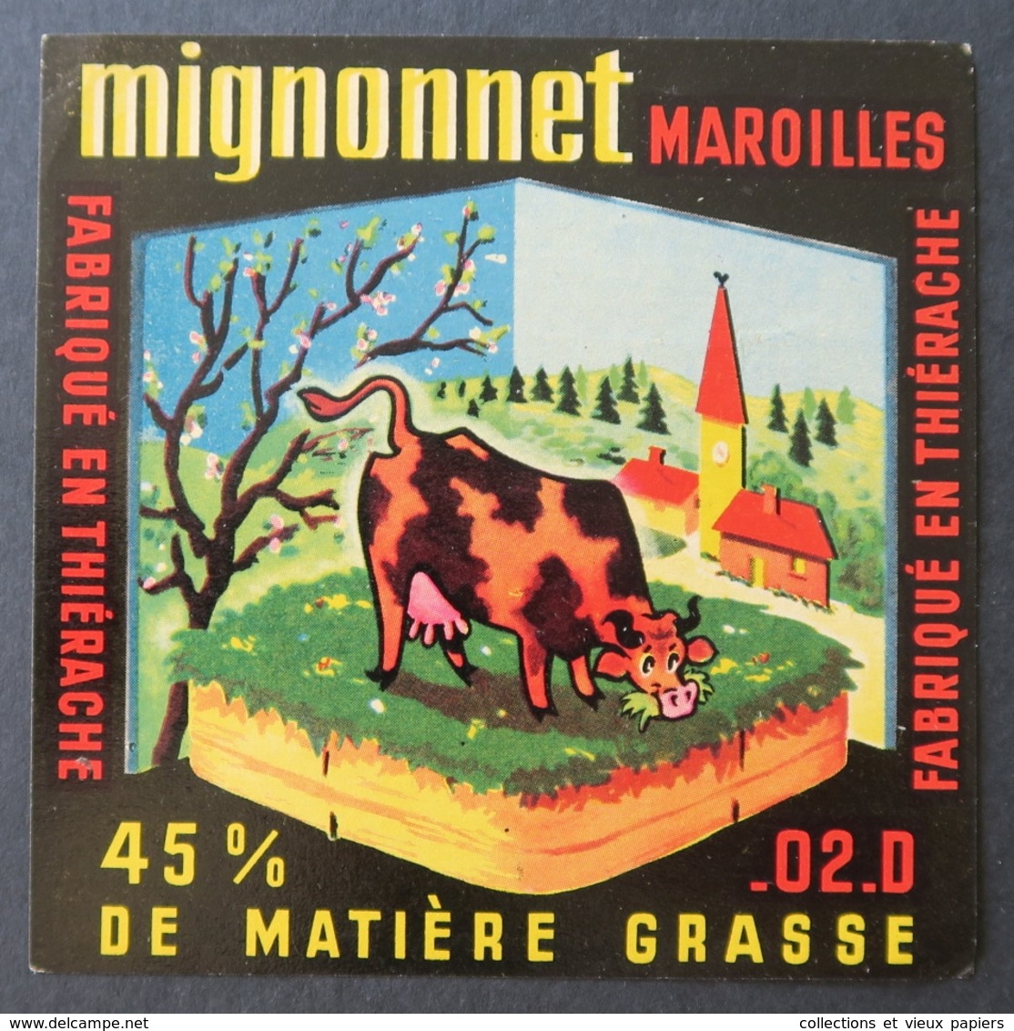 étiquette Fromage Mignonnet Maroilles 45% Thiérache Cheese Label 14 - Quesos