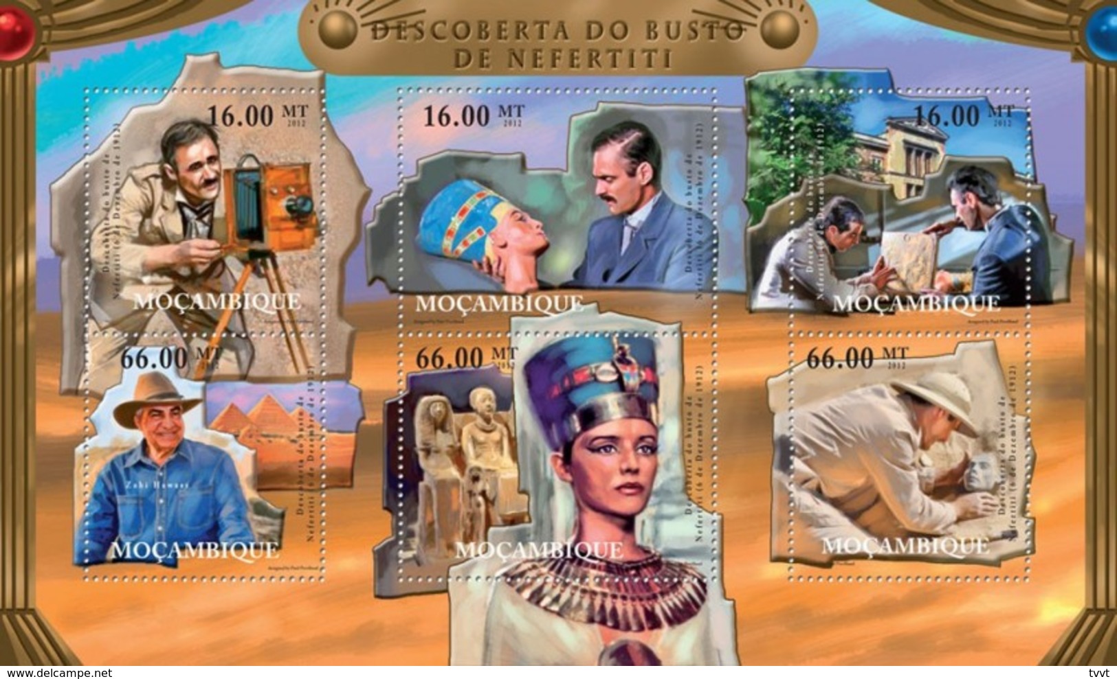 Mozambique, 2011. [moz12107] Discovery Of The Bust Of Nefertiti, Egypt (s\s+block) - Egyptologie