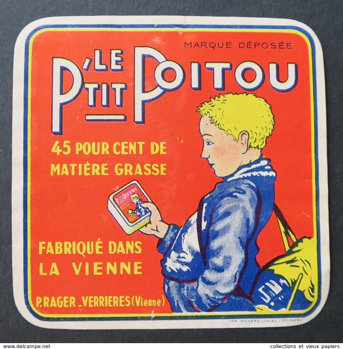 étiquette Fromage Le P'tit Poitou Vienne Rager Verrieres Cheese Label 14 - Quesos