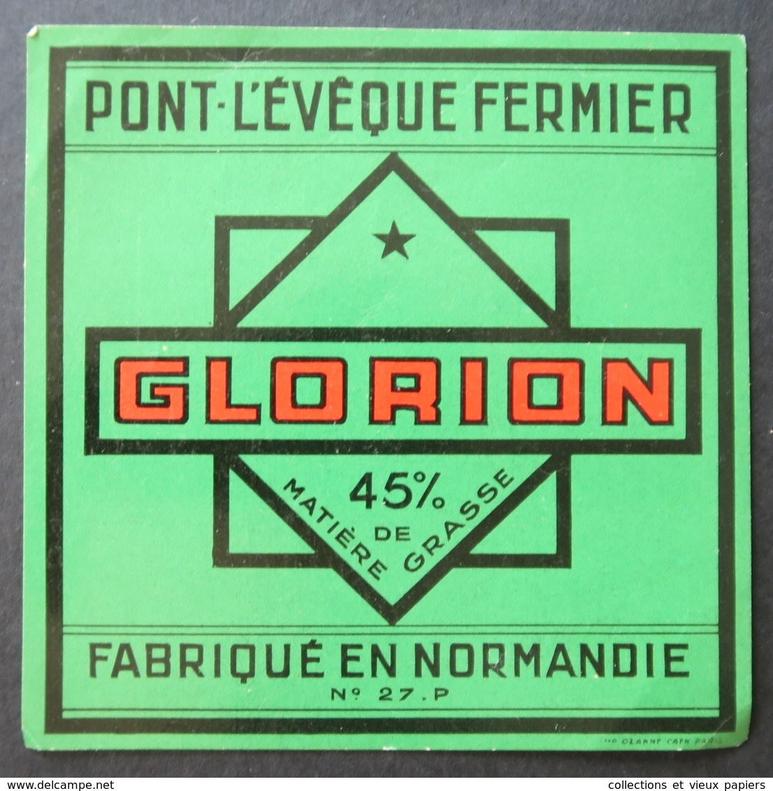 étiquette Fromage Pont L'évêque GLORION Normandie Cheese Label 14 - Quesos