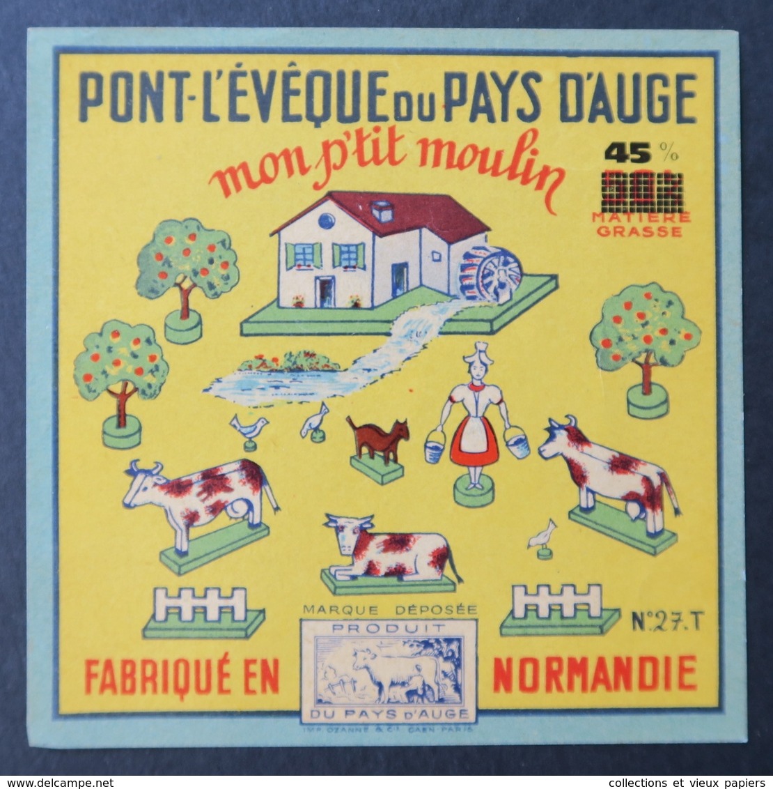 étiquette Fromage Pont L'évêque Mon P'tit Moulin Rébus 2 Cheese Label 14 - Quesos