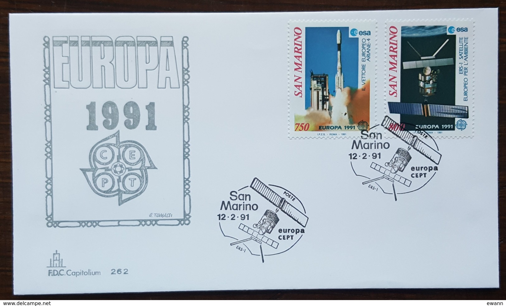 Saint Marin - FDC 1991 - YT N°1264, 1265 - EUROPA / L'EUROPE ET L'ESPACE - FDC