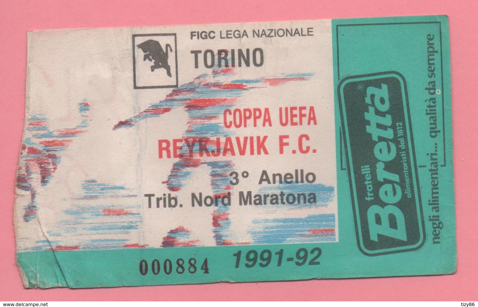 Biglietto Ingresso Stadio Torino Reykjavik 1992 - Biglietti D'ingresso