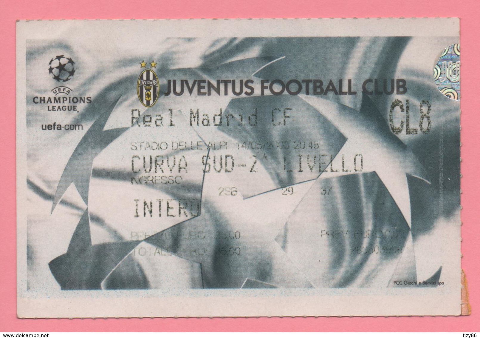 Biglietto Ingresso Stadio Juventus Real Madrid 2003 - Biglietti D'ingresso