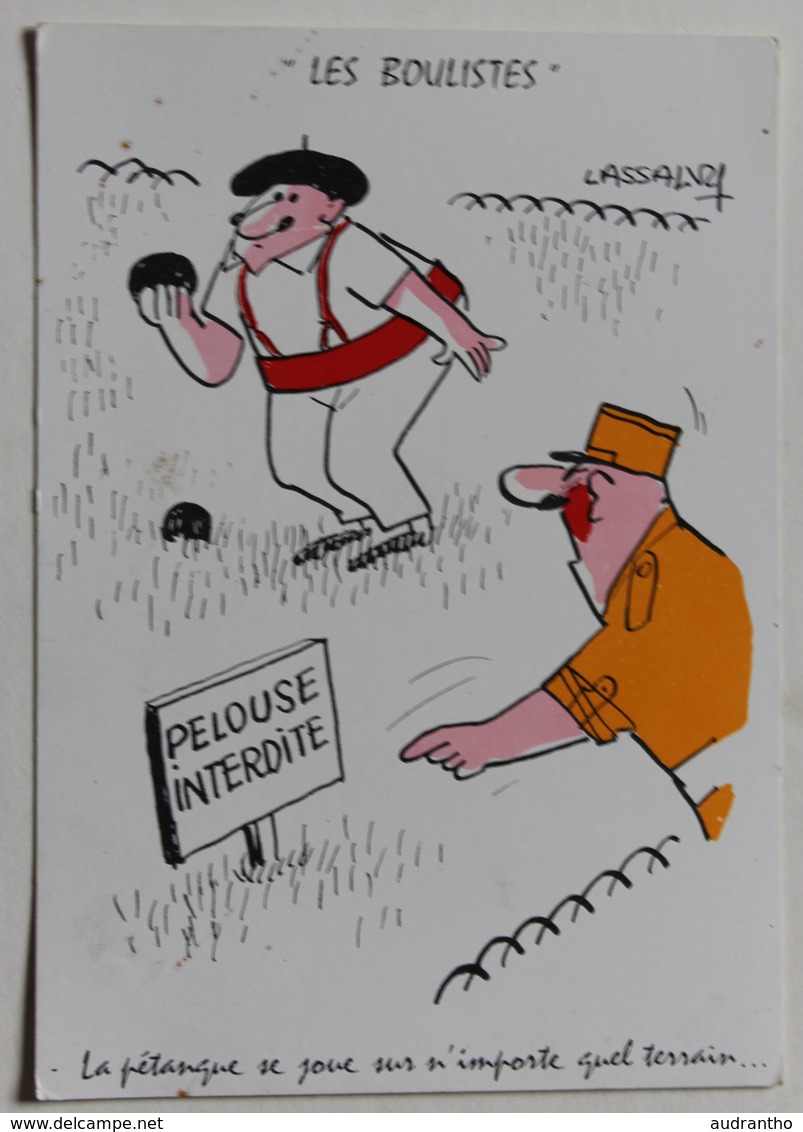 Carte Postale Illustrateur Lassalvy Série Les Boulistes Pelouse Interdite Gendarme Pétanque Humour - Lassalvy