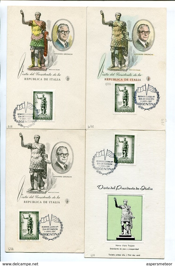 MARCO ULPIO TRAJANO, GIOVANNI GRONCHI, PRESIDENTE ITALIA. ARGENTINA AÑO 1961 LOTE 10 TARJETAS Y 1 POSTAL FDC - LILHU - Otros & Sin Clasificación