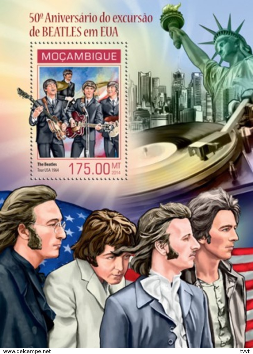 Mozambique, 2014. [moz14108] The Beatles Tour In The USA (s\+block) - Zangers