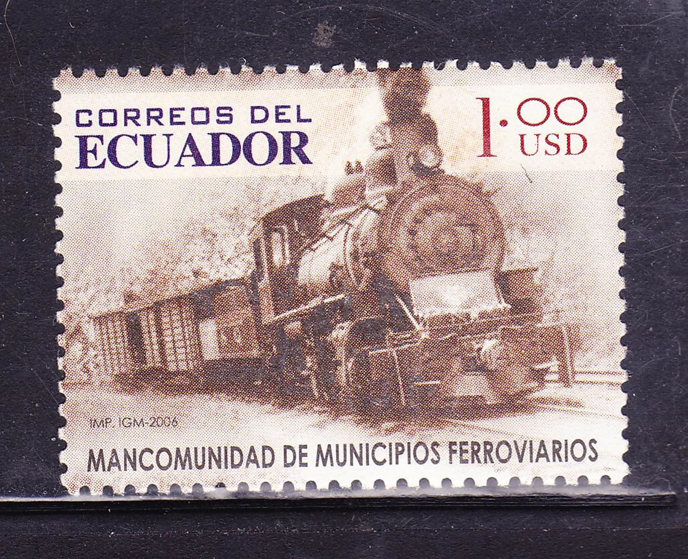 ECUADOR 2006 TRAIN COMMONWEALTH OF RAILWAY MUNICIPALITIES ONE DOLLAR MNH SC# 1806 - Trains