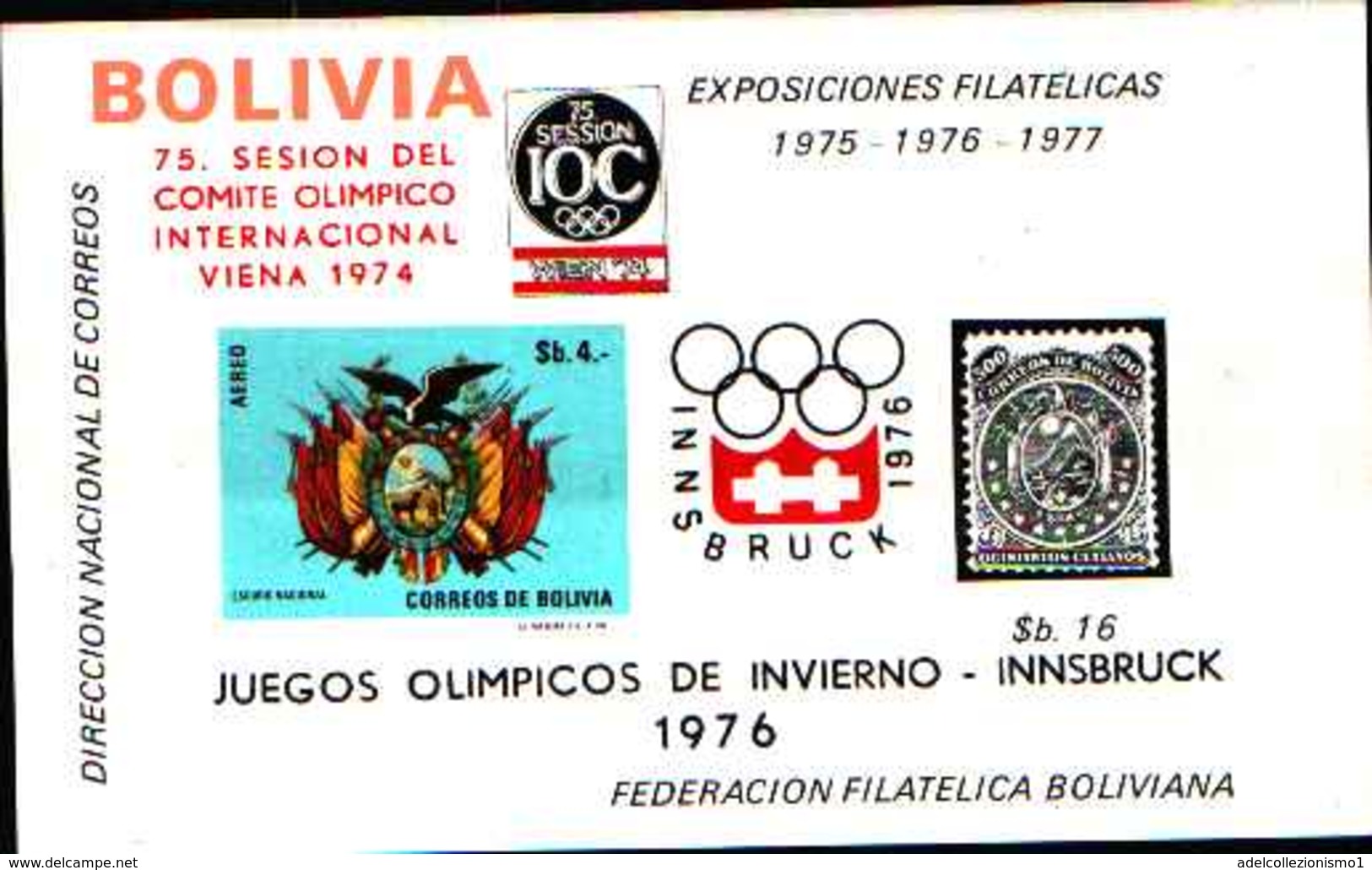 5934BIS ) Bolivia - Innsbruck Olympic Games  Souvenir Sheet (1976) -MNH** - Bolivia