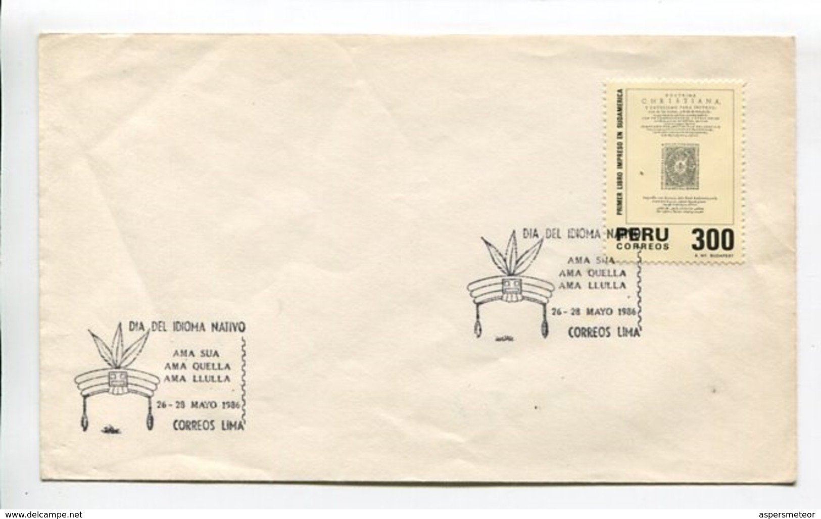 DIA DEL IDIOMA NATIVO. PERU AÑO 1986 SOBRE PRIMER DIA ENVELOPE FDC - LILHU - Otros & Sin Clasificación