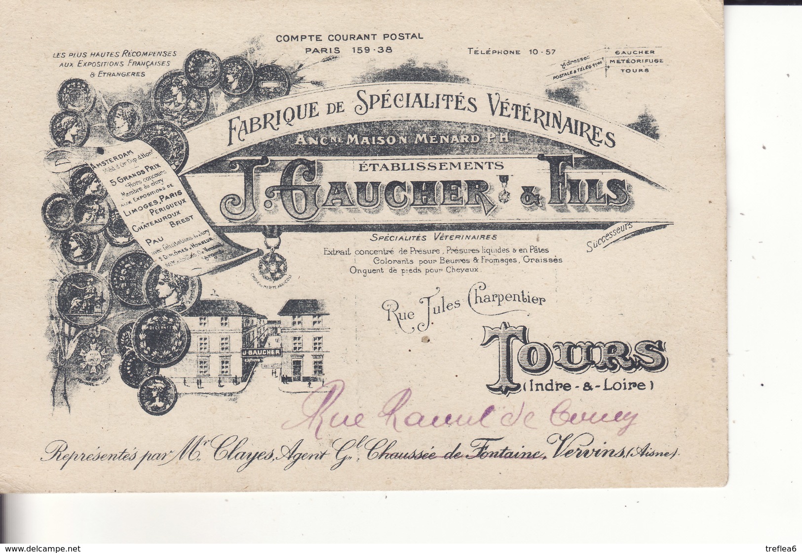 TOURS - J. GAUCHER & Fils - Fabrique De Spécialités Vétérinaires - Rue Jules Charpentier à Tours - - Tours