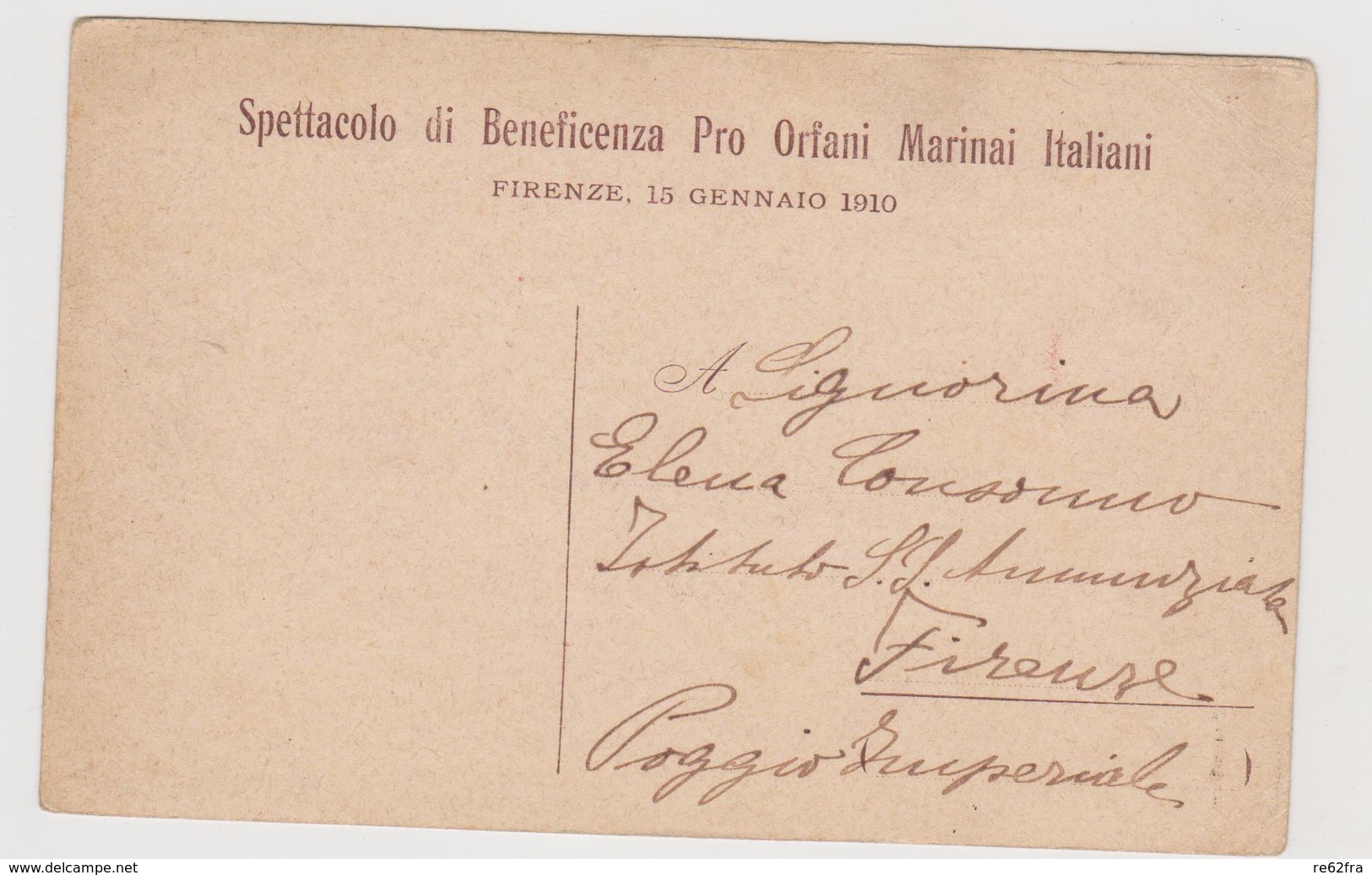 Spettacolo Di Beneficenza Pro Orfani Marinai Italiani, Firenze  - F.p. -  Anno 1910 - Artisti