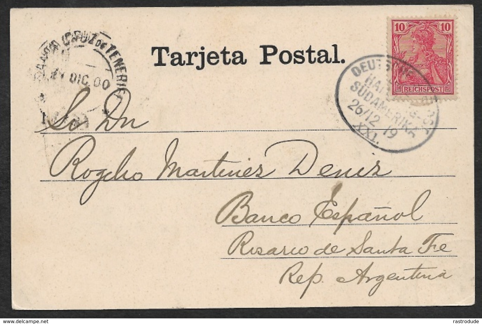 1900 - 1901 - DR - AK DEUTSCHE SEEPOST - HAMBURG SÜDAMERIKA LINIE - Tenerife Nach Argentinien - Lettres & Documents