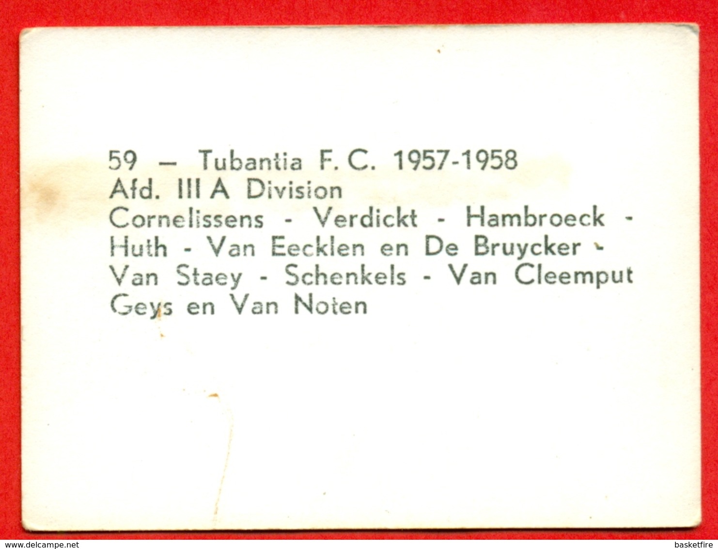 Tubantia F.C. (Borgerhout?) - 1957-1958 - Afd. III Division - Fotochromo 7 X 5 Cm - Other & Unclassified