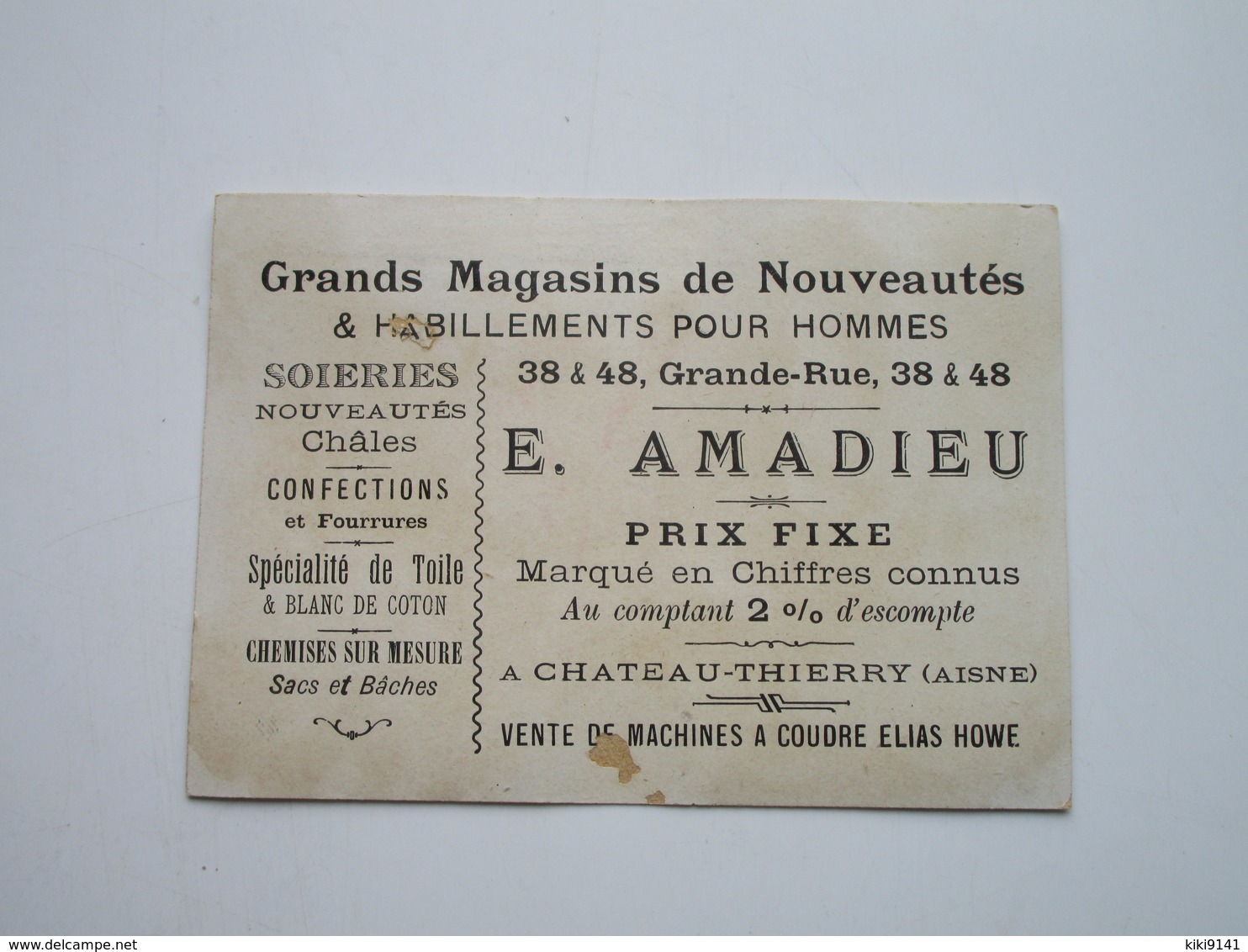 E. AMADIEU - Grands Magasins De Nouveautés 38 & 48, Grande-Rue à CHÂTEAU-THIERRY - OCTOBRE - Other & Unclassified