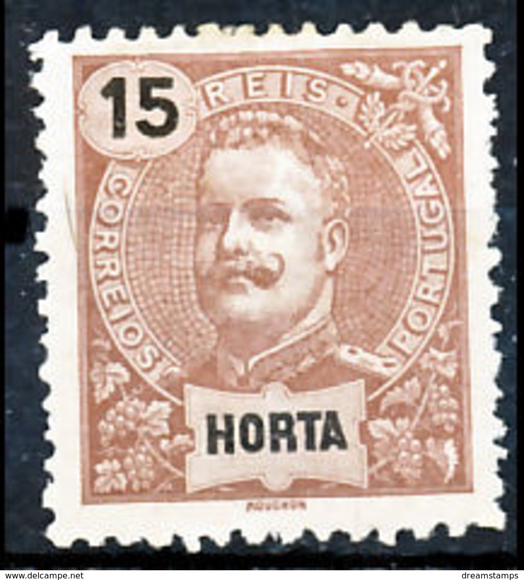 !										■■■■■ds■■ Horta 1897 AF#16* King Carlos Mouchon 15 Réis (x7079) - Horta