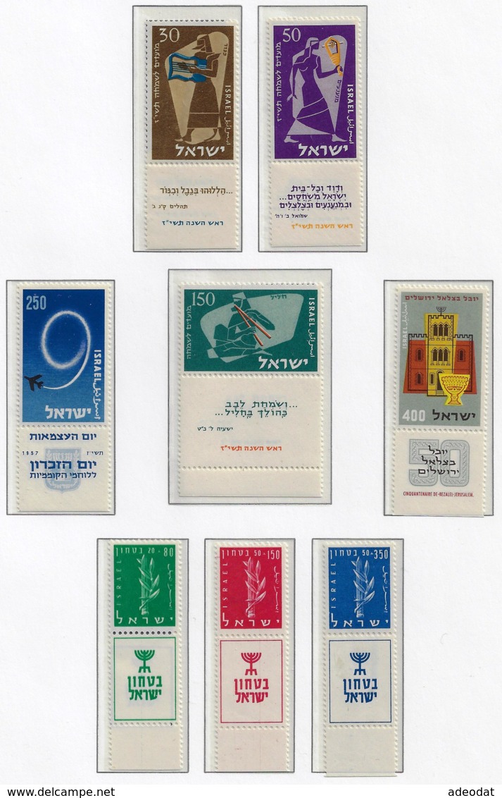 ISRAEL 1955-57 SCOTT MINT 104,117-121,124-129,132.C15,C17 - Unused Stamps (with Tabs)