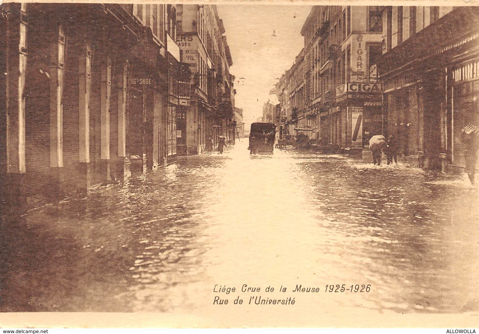 4726 " LIEGE-CRUE DE LA MEUSE 1925-1926 RUE DE L'UNIVERSITE'  "ANIMATA-ALLUVIONE-CART. POST. OR. NON SPED. - Altri & Non Classificati