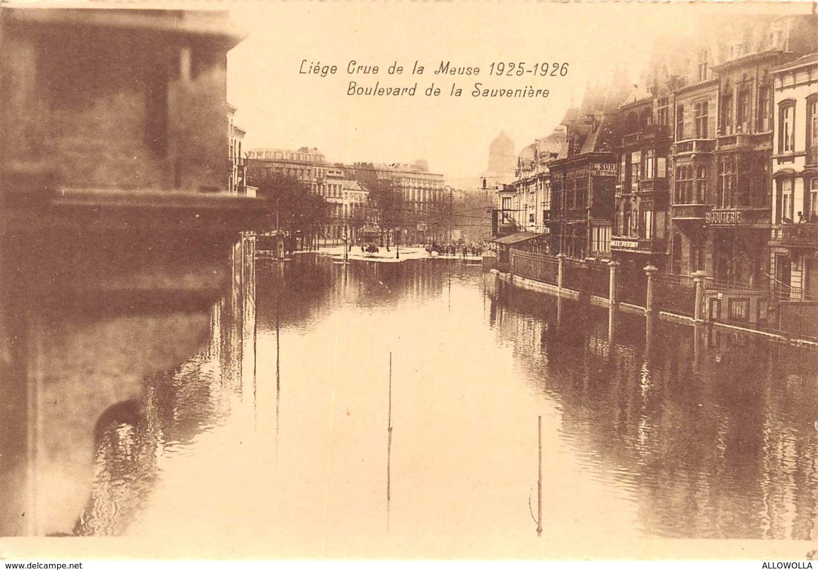 4728 " LIEGE-CRUE DE LA MEUSE 1925-1926 BOULEVARD DE LA SAUVENIERE "ANIMATA-ALLUVIONE-CART. POST. OR. NON SPED. - Altri & Non Classificati