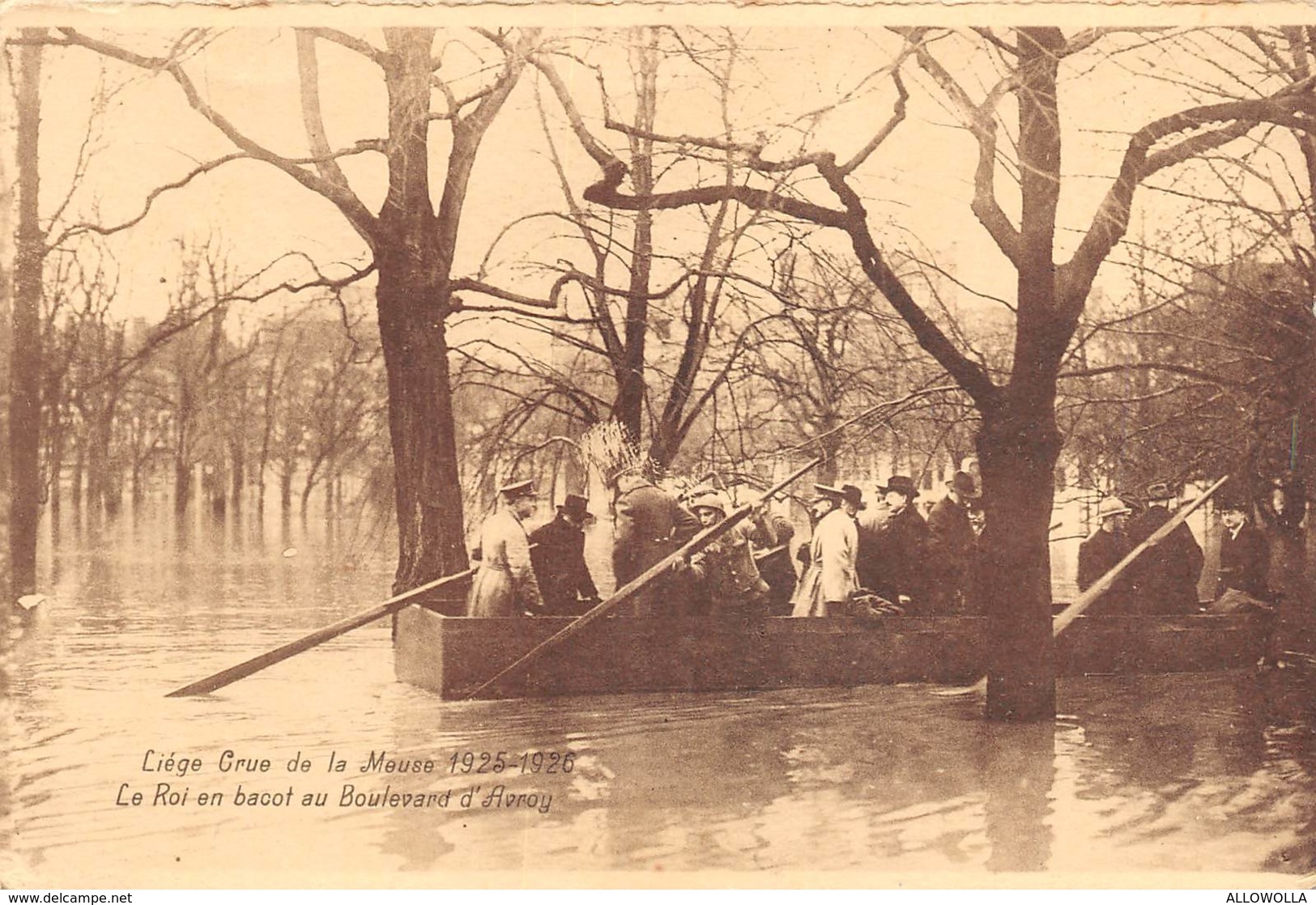 4729 "LIEGE-CRUE DE LA MEUSE 1925-1926 LE ROI EN BACOT AU BOULEVARD D'AVROY "ANIMATA-ALLUVIONE-CART. POST. OR. NON SPED. - Altri & Non Classificati