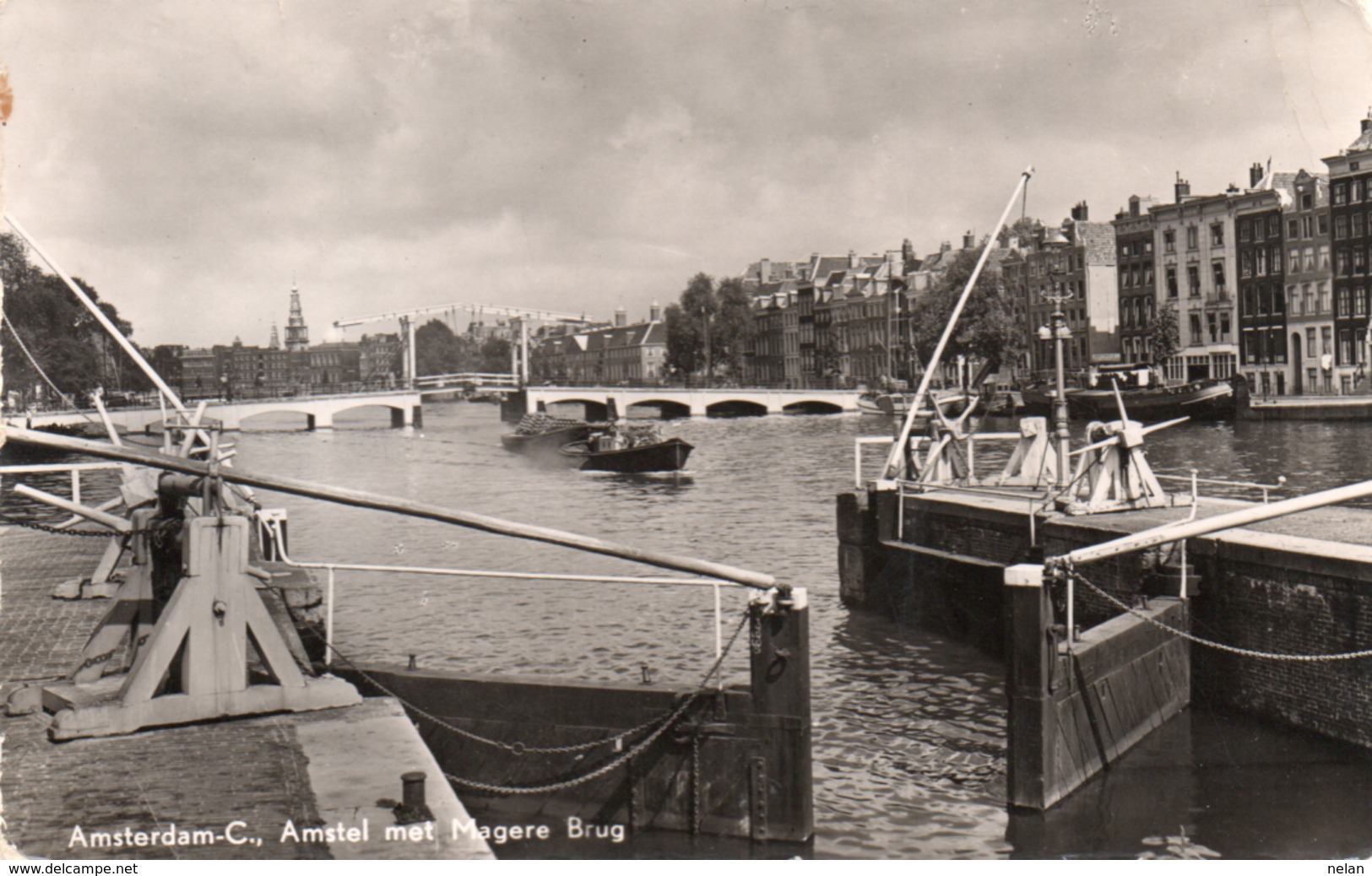 AMSTERDAM-C,AMSTEL MET MAGERE BRUG-REAL FHOTO-VIAGGIATA 1955 - Amsterdam