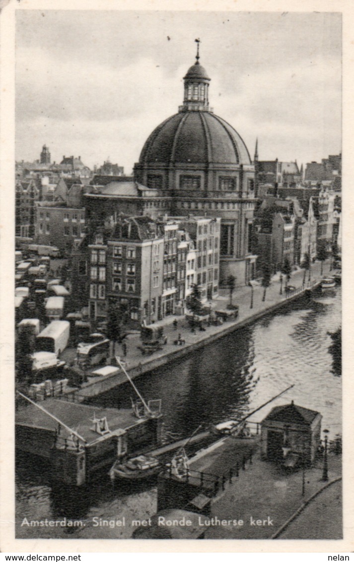 AMSTERDAM-SINGEL MET RONDE LUTHERSE KERK-VIAGGIATA 1960 - Amsterdam