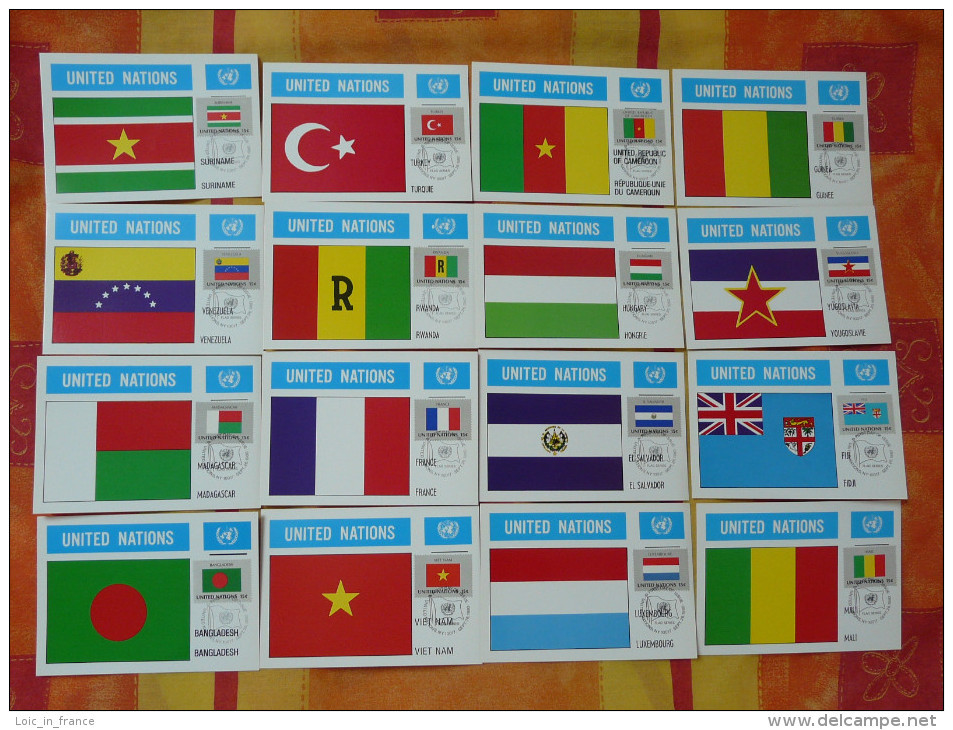 Série De 16 Cartes Maximum Drapeaux 1980 Nations Unies ONU - Cartes-maximum