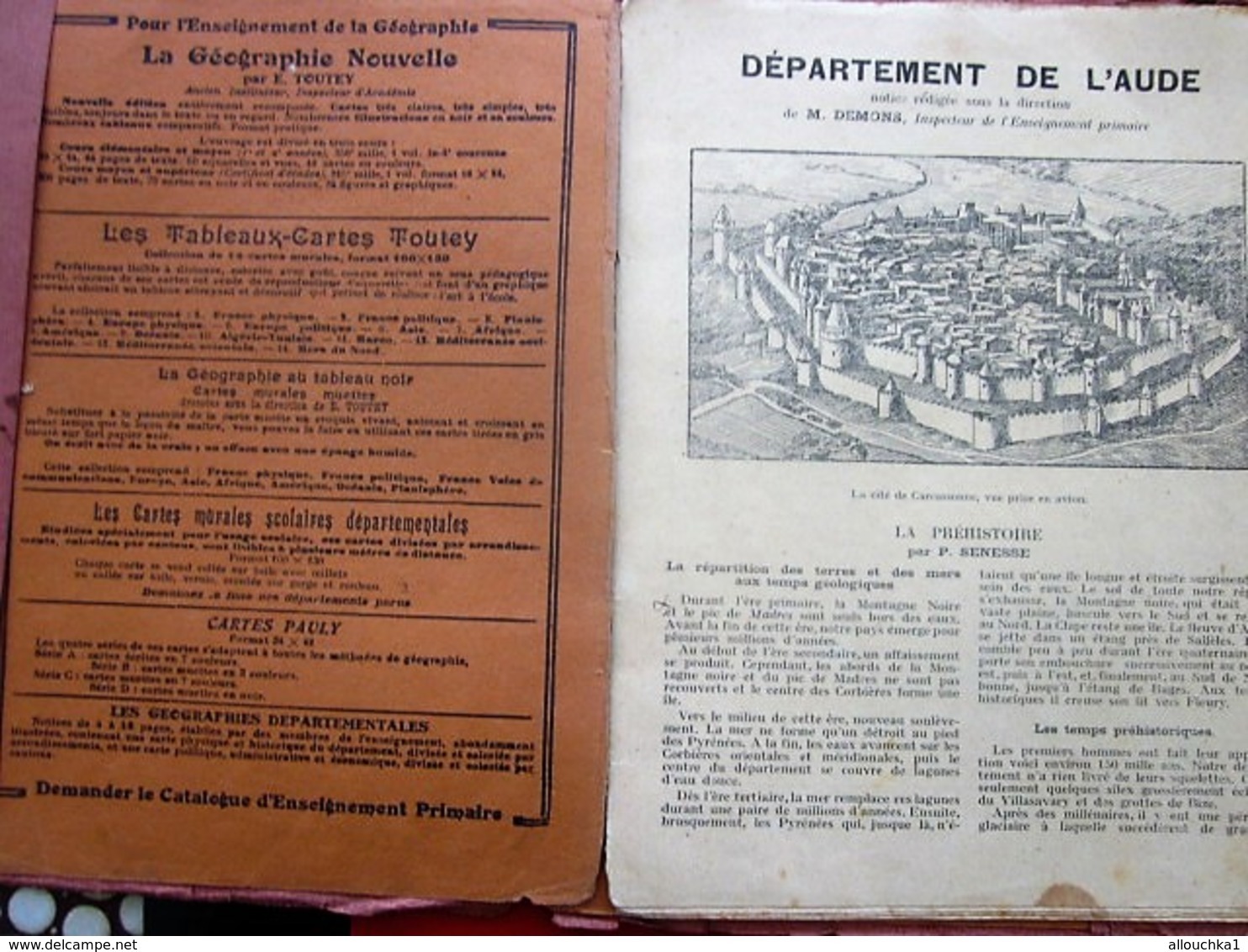 1930 L'AUDE 11 GÉOGRAPHIE DÉPARTEMENTALE DE LA FRANCE  P.T.T. Document De La Poste + PROTEGE CAHIER ANCIEN PUBLEX - Autres & Non Classés