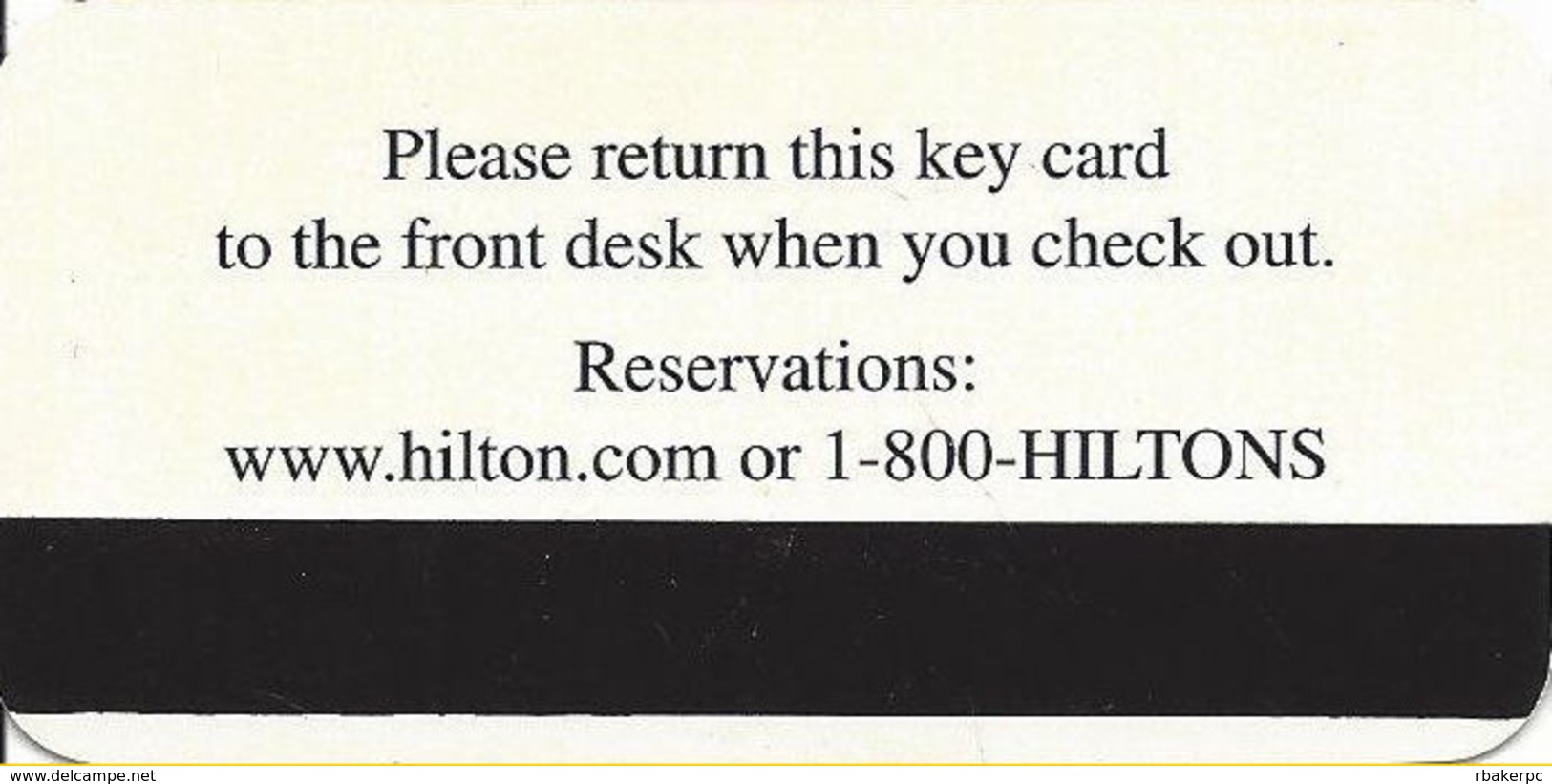 Hilton Narrow Hotel Room Key Card - Hotel Keycards