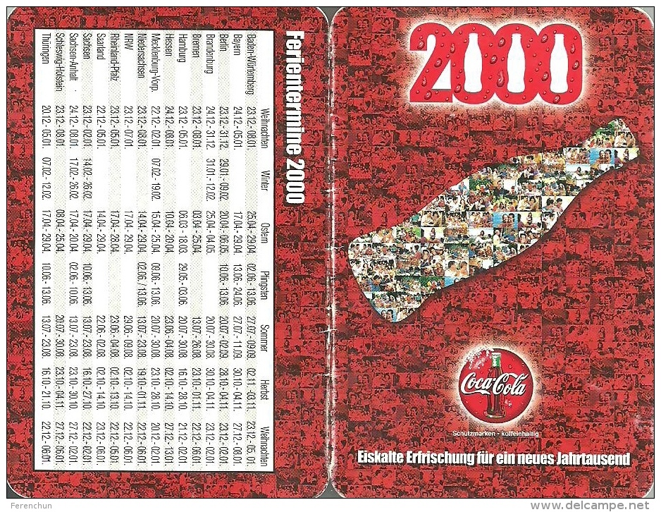 COCA-COLA * SOFT DRINK * CALENDAR * Coca-Cola 2000 * Germany - Tamaño Pequeño : 1991-00