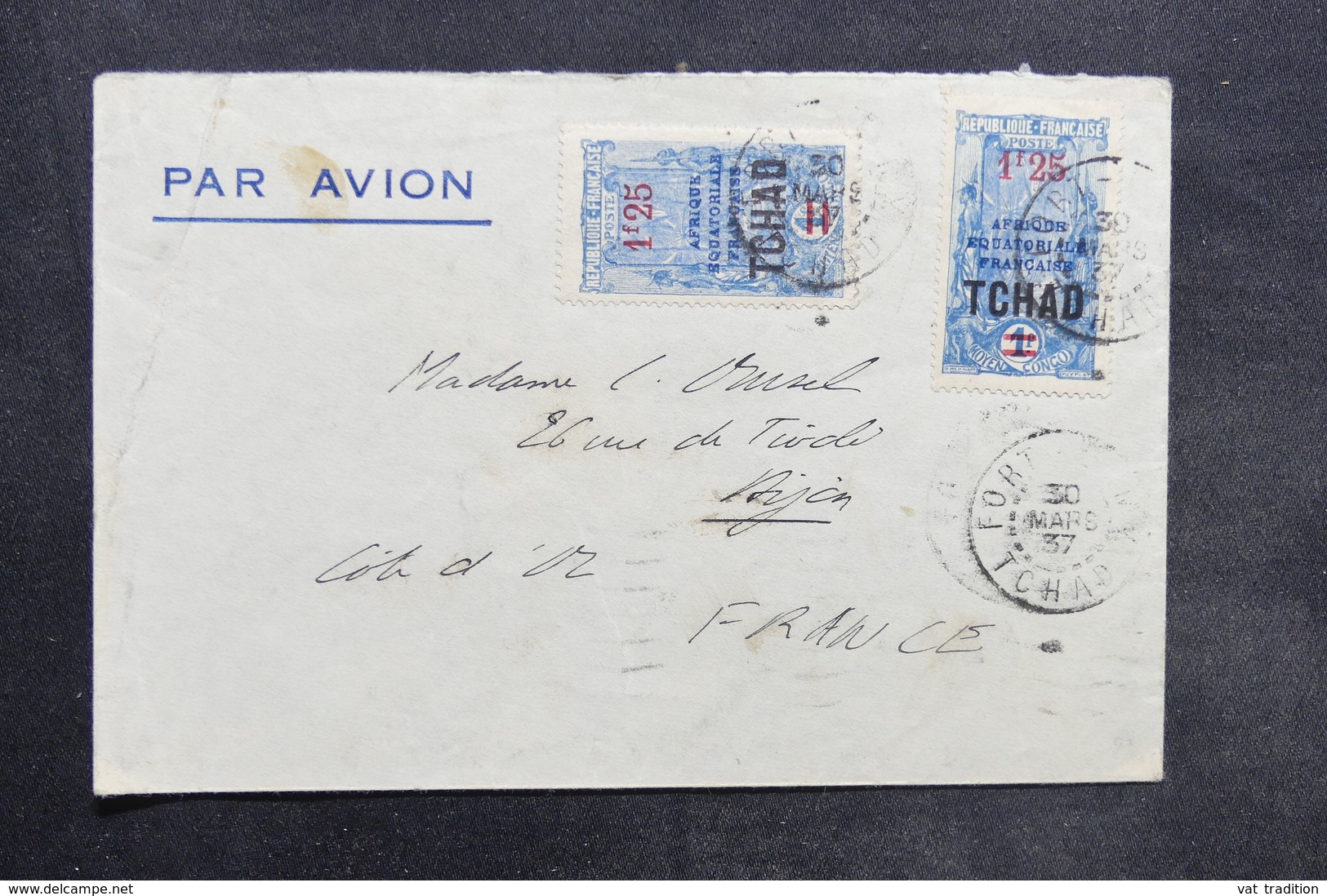 TCHAD - Enveloppe De Fort Lamy Pour Dijon En 1937, Affranchissement Plaisant - L 35288 - Lettres & Documents