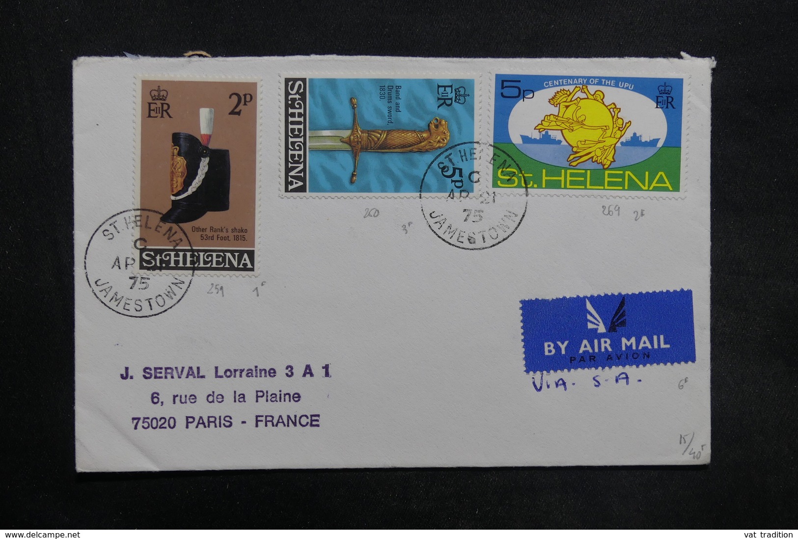 SAINTE HÉLÈNE - Enveloppe Pour La France En 1975 , Affranchissement Plaisant - L 35329 - Sainte-Hélène