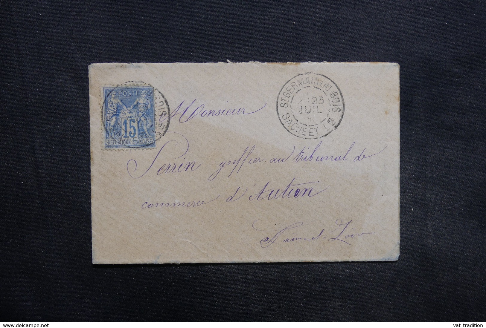 FRANCE - Enveloppe De St Germain Du Bois Pour Autun En 1891 , Affranchissement Sage - L 35340 - 1877-1920: Période Semi Moderne