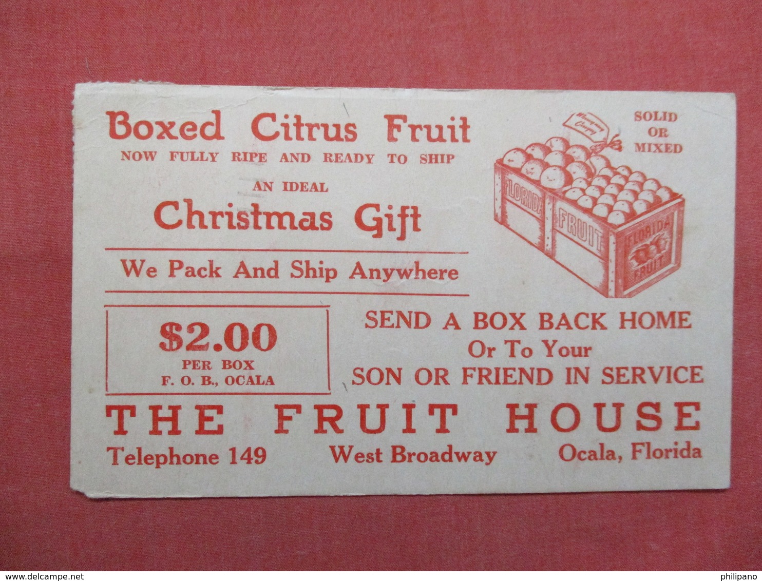 Boxed Citrus Fruit  Has Crease - Florida > Ocala    Ref 3488 - Ocala