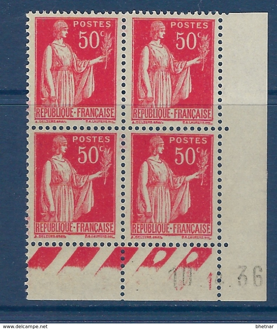 FR Coins Datés YT 283 " Paix 50c. Rouge " Neuf** Du 10.4.36 - 1930-1939
