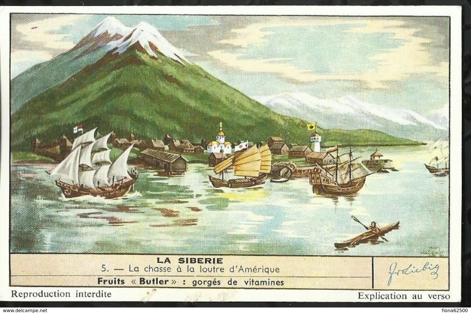 CHROMO LIEBIG . LA SIBERIE . LA CHASSE A LA LOUTRE D'AMERIQUE . - Liebig