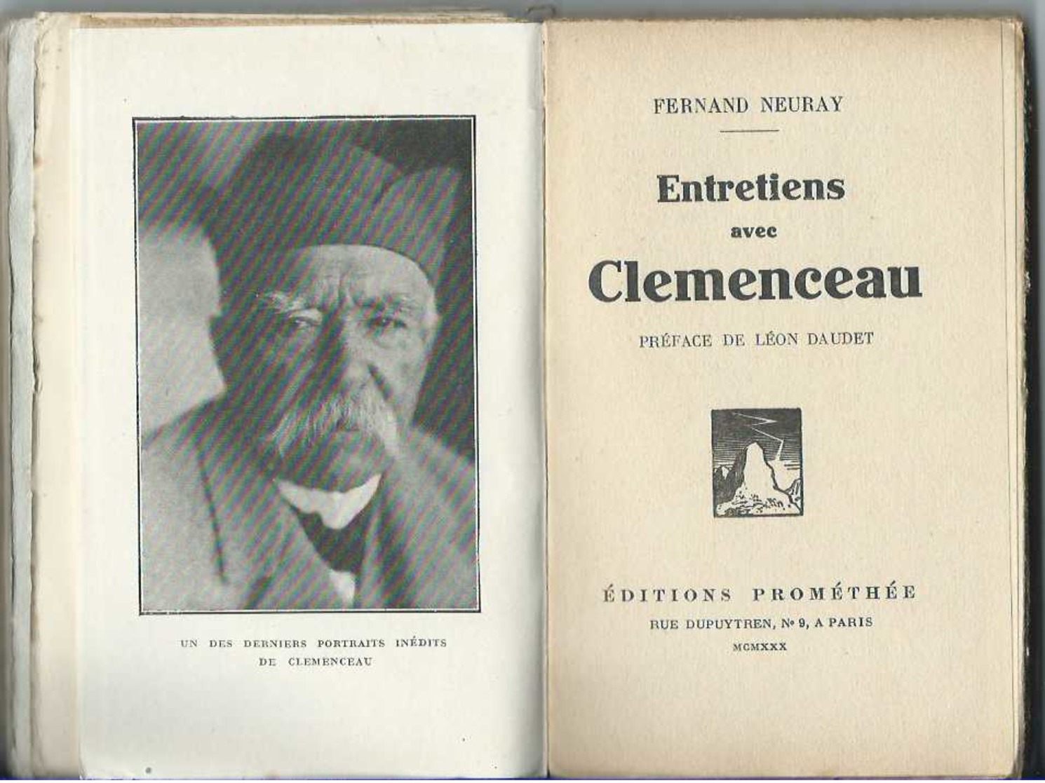 Fernand Neuray : Entretiens Avec Clémenceau – [ 1930 ] - Biographie