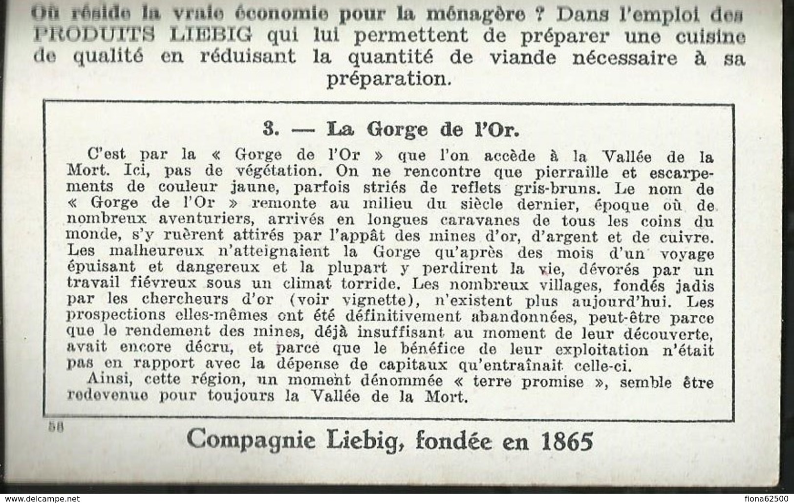 CHROMO LIEBIG . LA VALLEE DE LA MORT . LA GORGE DE L'OR . - Liebig