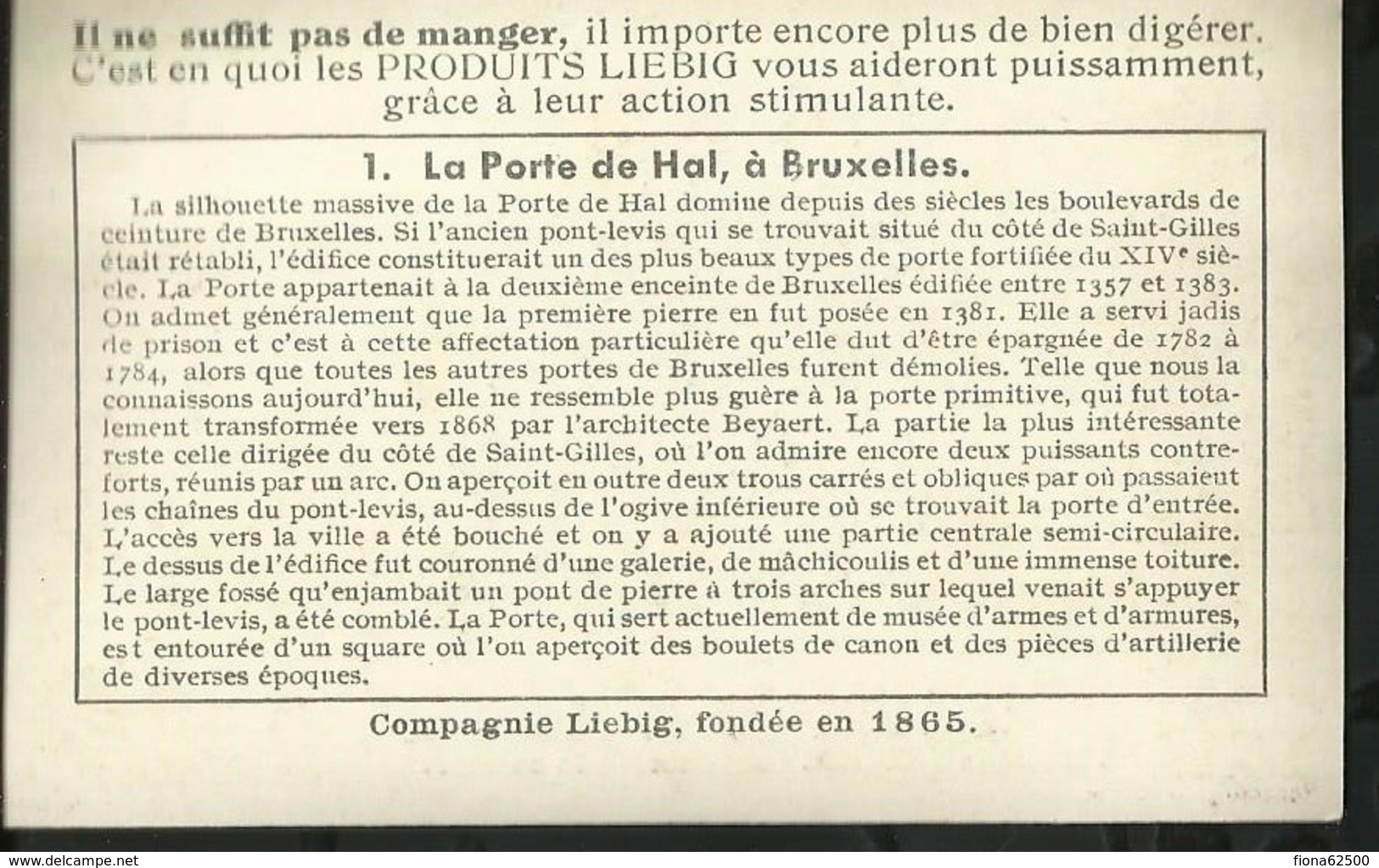 CHROMO LIEBIG . VIEILLES PORTES . LA PORTE DE HAL , A BRUXELLES . - Liebig