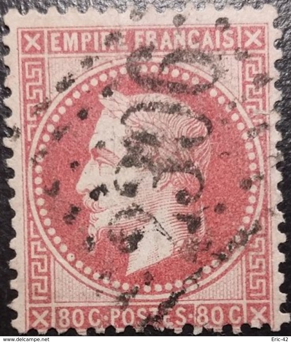 FRANCE Y&T N°32d Napoléon 80c Rose Vif. Oblitéré Losange GC N°2306 Melun - 1863-1870 Napoleon III With Laurels