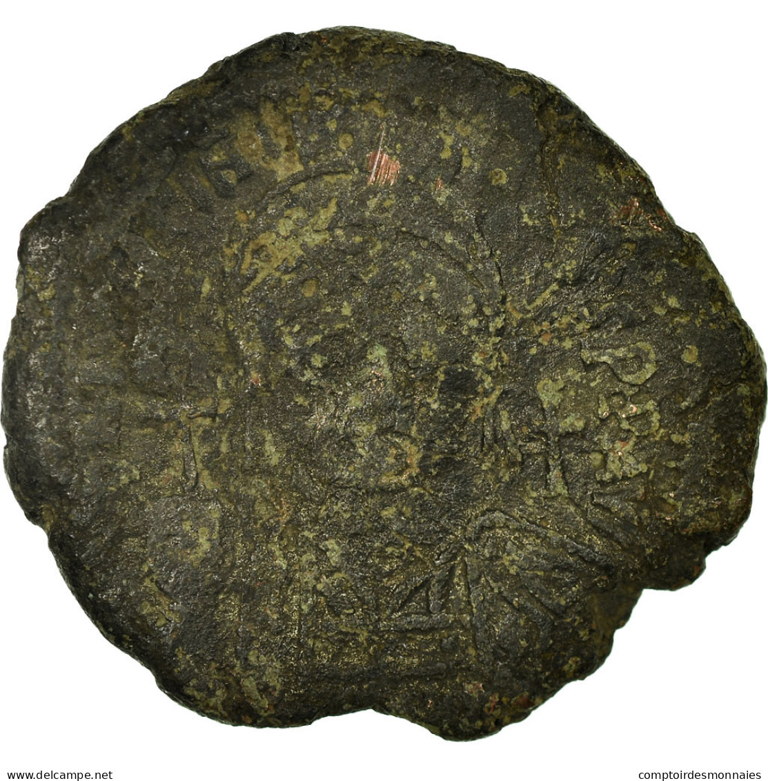 Monnaie, Justinien I, Demi-Follis, An 17 (543-544), Constantinople, TB, Cuivre - Byzantines