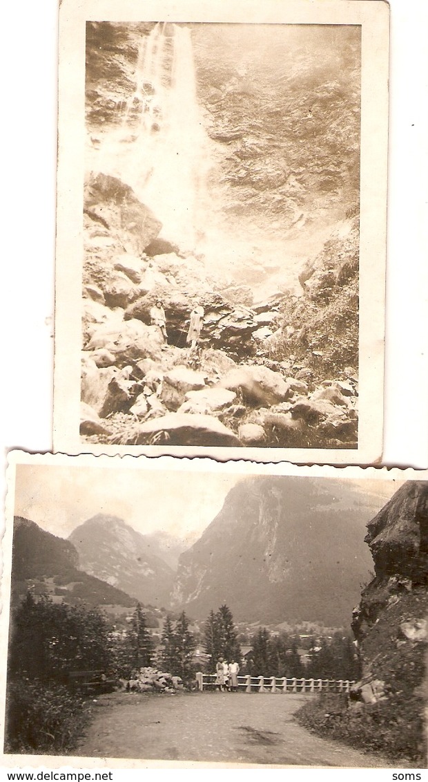 Lot De 2 Photographies De Haute-Savoie, Samoëns (74), Vue De La Route Des Bollus + Cascade Du Nat D'Ant, 1930-1934 - Lieux