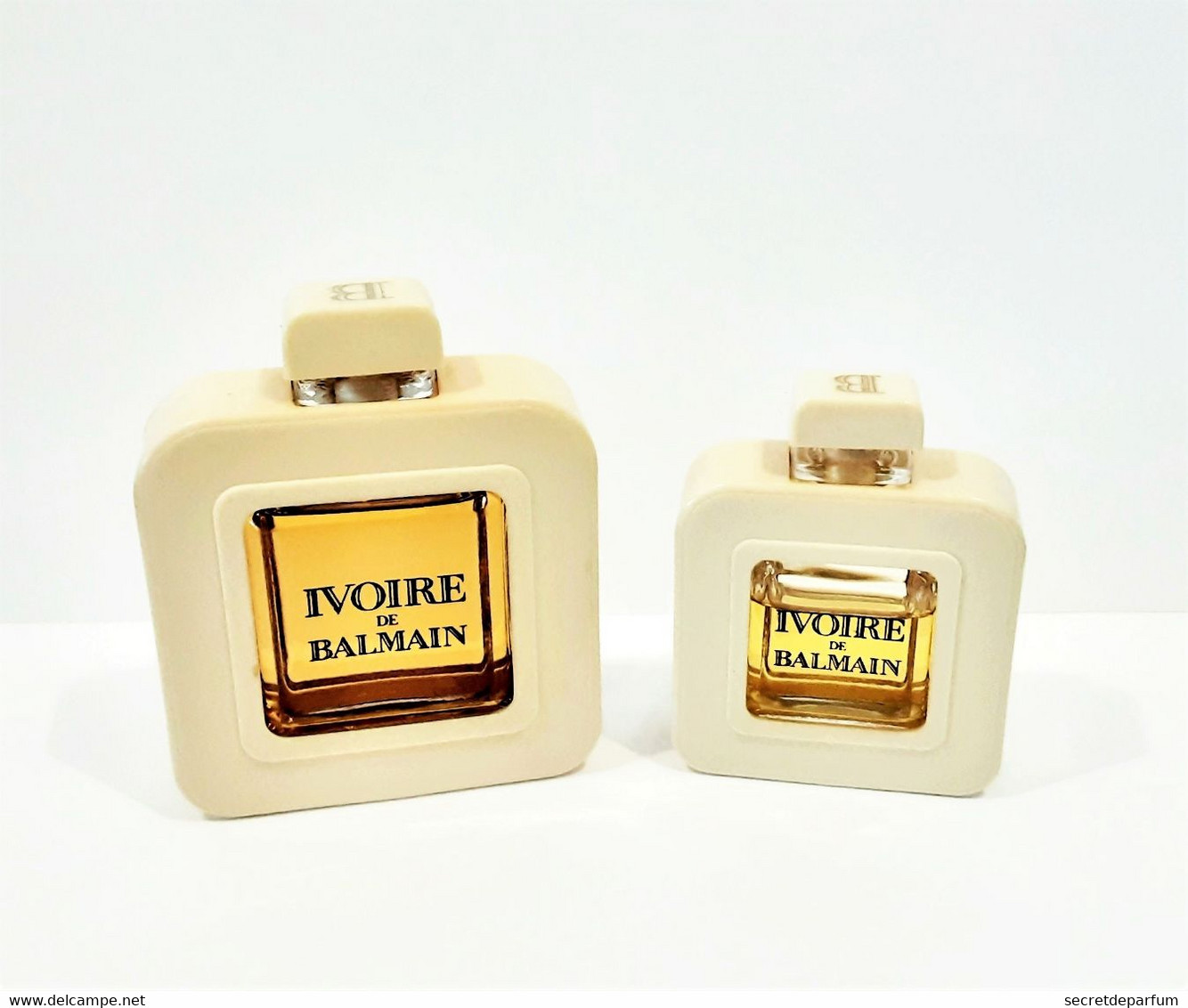 Miniatures De Parfum  2 FLACONS  IVOIRE De BALMAIN 7.5 Ml  Et 15 Ml Sérigraphie Noire + Habillage Flacon - Miniatures Womens' Fragrances (without Box)