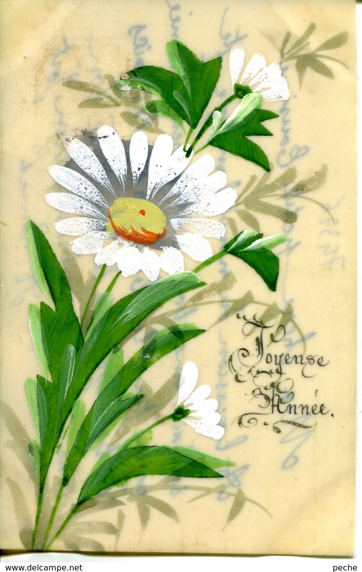 N°74376 -carte En Celluloïd Peinte à La Main : Marguerite - Fleurs