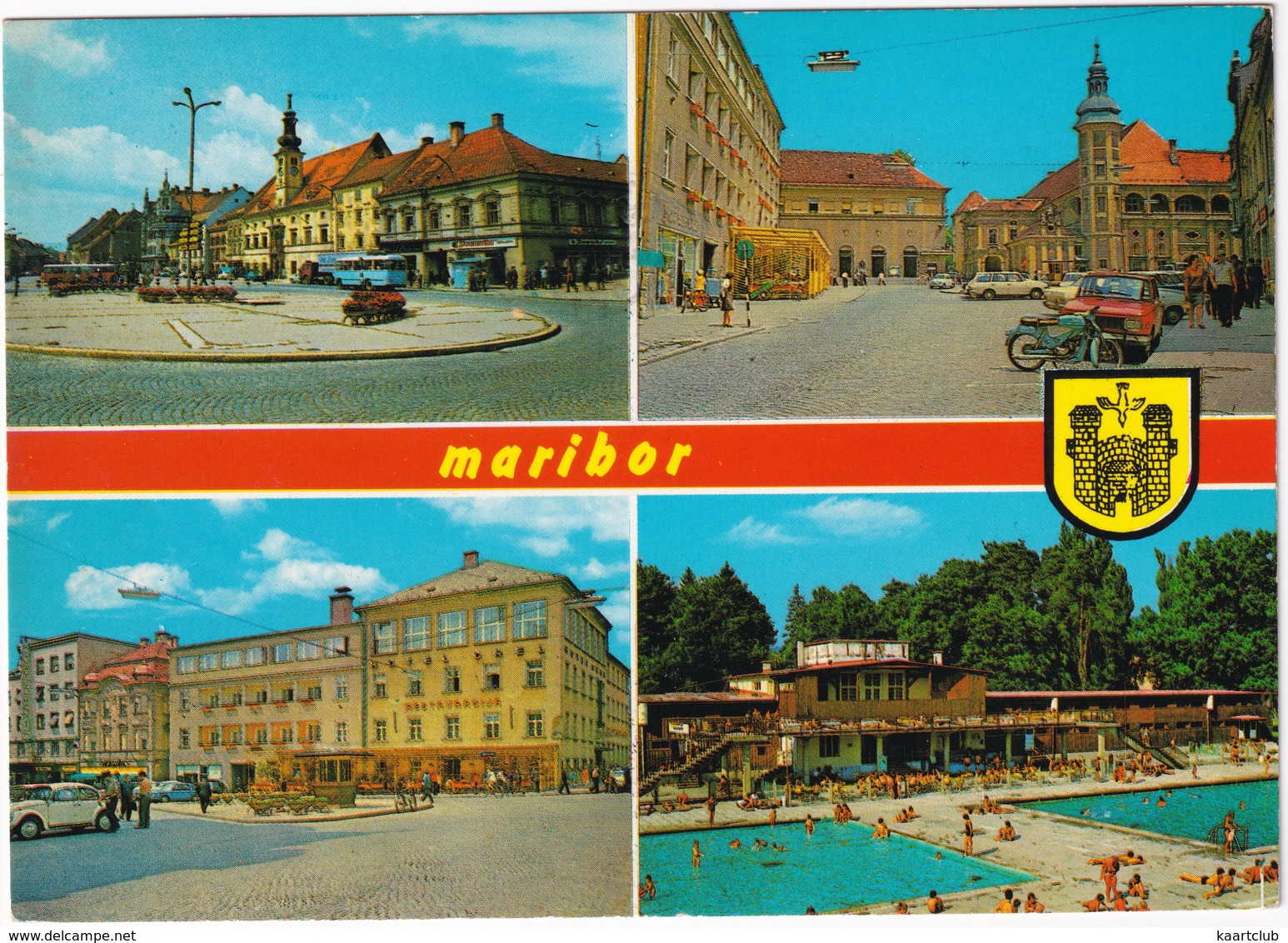 Maribor: VW 1200 KÄFER/COX, WARTBURG 353, KOMBI, OPEL KADETT B - Piscine/Swimmingpool - (Slovenia, YU.) - Toerisme