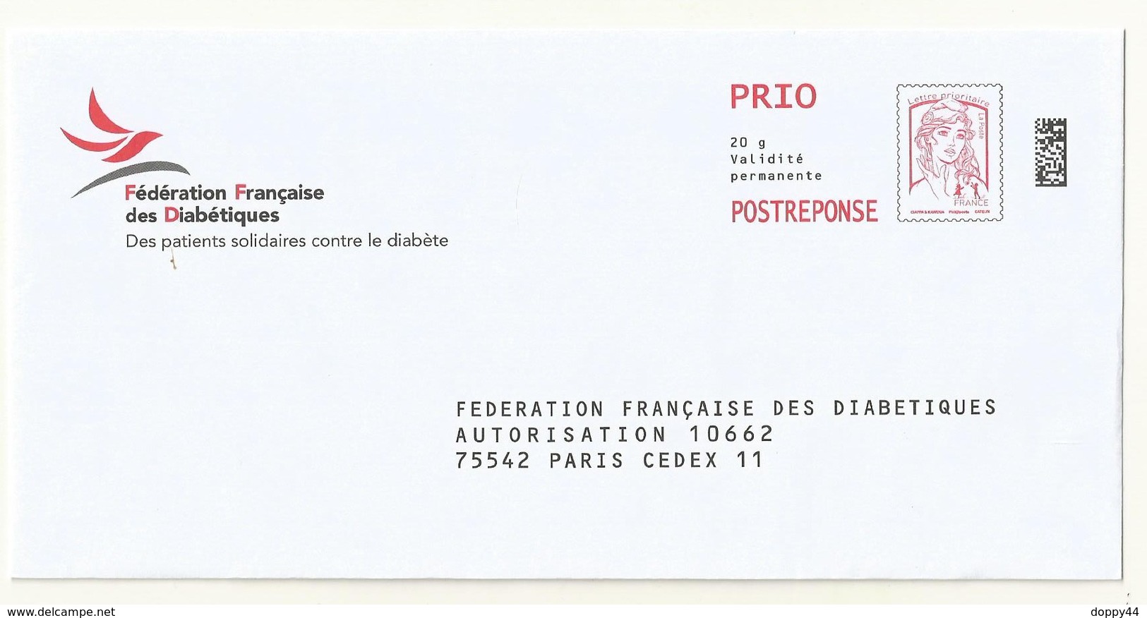 PAP POSTREPONSE FEDERATION FRANCAISE  DES DIABETIQUES  LOT 169777. - PAP : Antwoord /Ciappa-Kavena