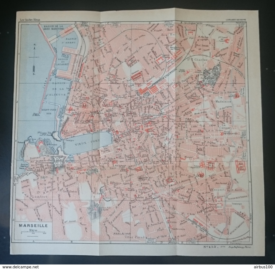 CARTE PLAN 1934 N° 453 - 22,5 X 23 Cm - MARSEILLE - BASSINS GARE MARITIME D'ARENC Du LAZARET De La JOLIETTE VIEUX PORT - Topographical Maps