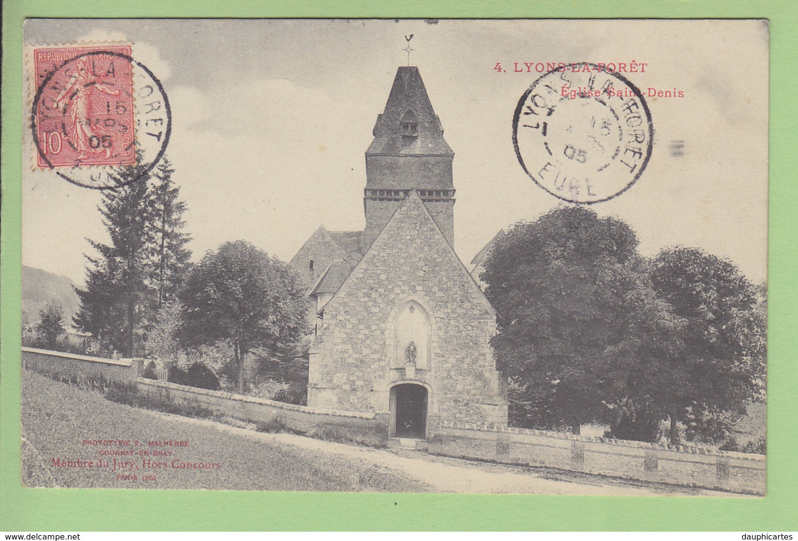 LYON LA FORET : 4 CPA. Vieux Moulin, La Lieurre, La Rigole, Eglise Saint Denis. 4 Scans. - Lyons-la-Forêt